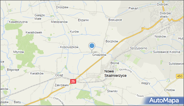 mapa Gniazdów, Gniazdów gmina Nowe Skalmierzyce na mapie Targeo